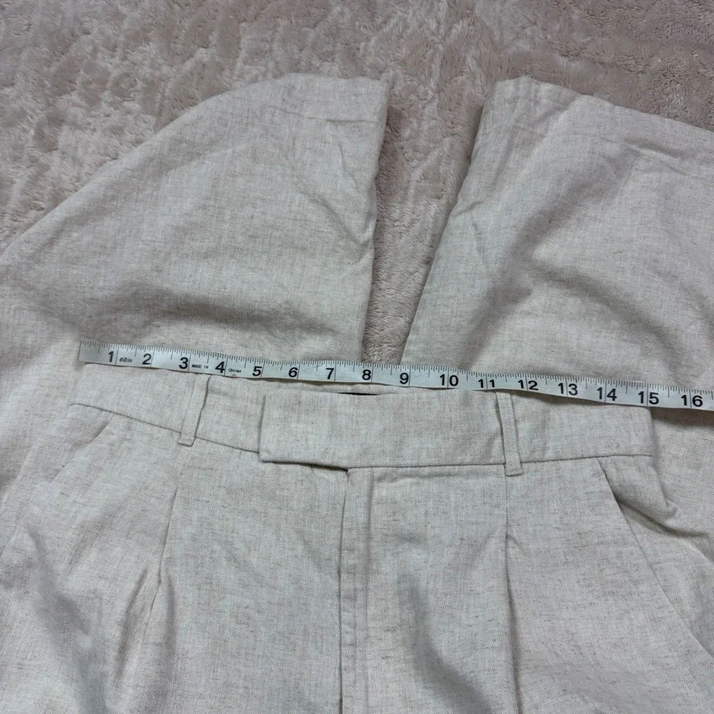 Banana Republic Womens Wide Leg Pleated Trousers Oatmeal Beige Size 8 High Rise